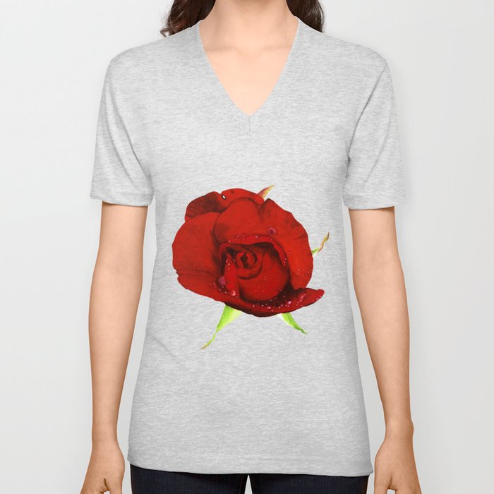 crimson rose V Neck T Shirt