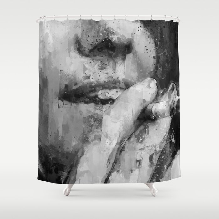 Girl Smoking Cigarette Black And White Painting Illustration