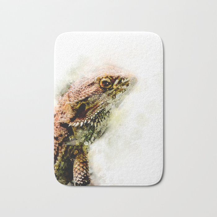 Iguana in watercolor Bath Mat