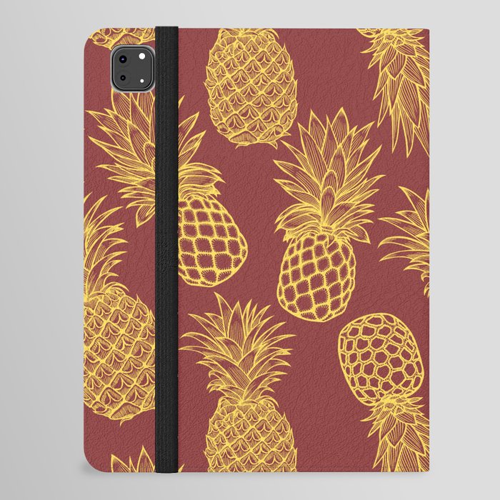 Fresh Pineapples Maroon & Yellow iPad Folio Case