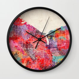Rochester map New York painting 2 Wall Clock