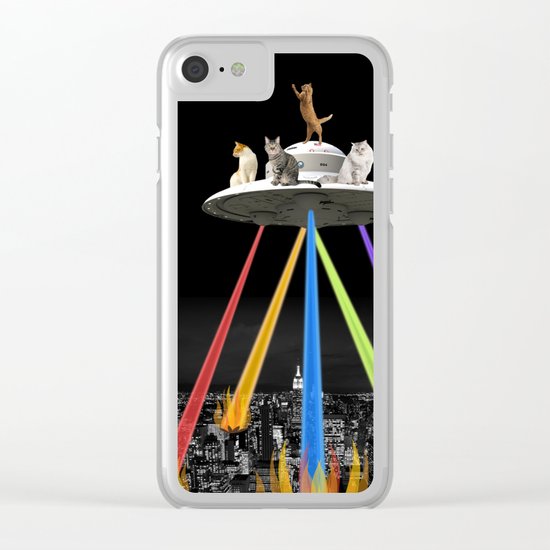 CAT INVADERS Clear iPhone Case