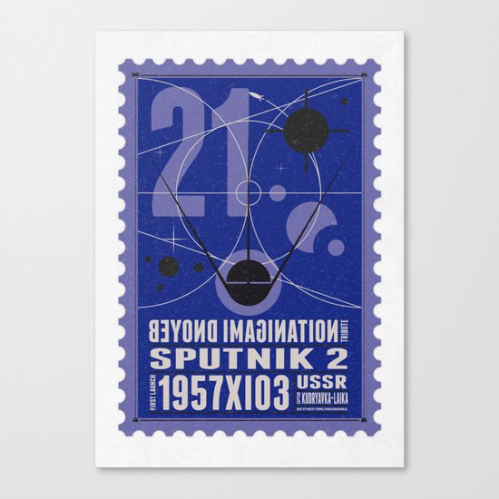 Beyond imagination: Sputnik 2 postage stamp Canvas Print