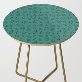 Green Blue and Black Gems Pattern Side Table