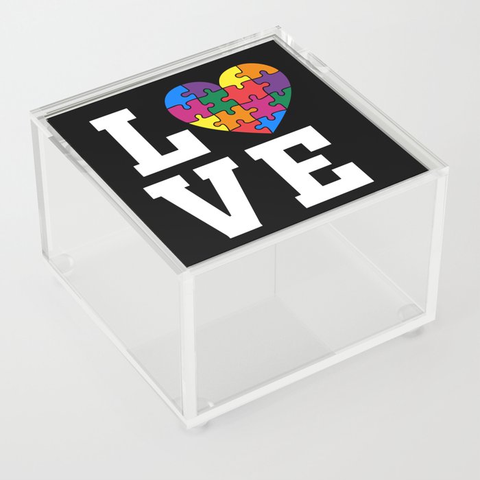 Autism Puzzle Heart Love Acrylic Box