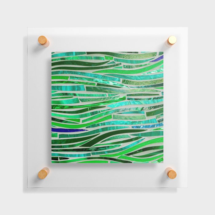 Vivid Verdant Abstract Stripe Mosaic Floating Acrylic Print