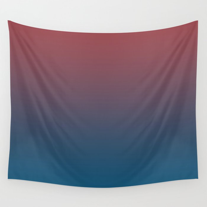 Red and Blue Gradient Ombre Fading Blend 2021 Color of the Year Passionate and Long Horizon Wall Tapestry