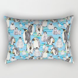 Joyful Penguins family - blue Rectangular Pillow