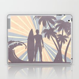 Colorful Retro Vintage Surfing Palms Wave Board Boy Laptop Skin