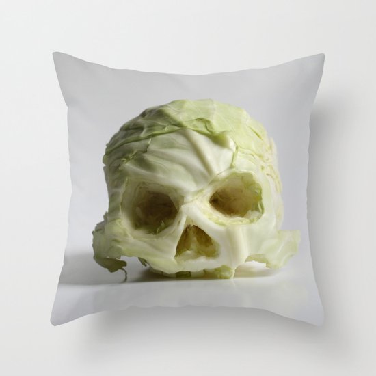 360. Skull of Cabbage Throw Pillow