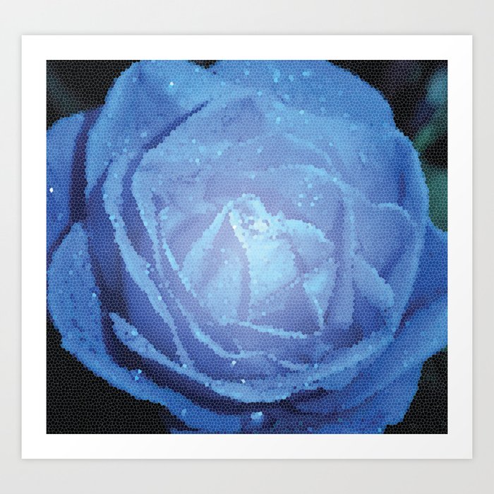 Mosaic Rose Blue Art Print