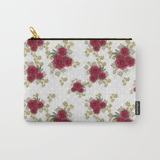 Red retro roses print Carry-All Pouch