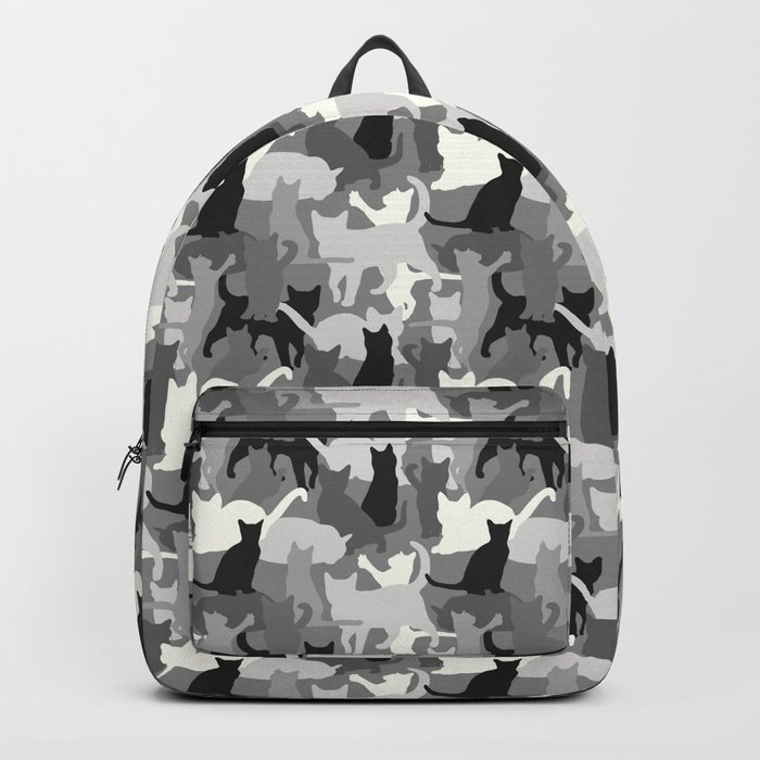 Cat Camo in Winter Black and White Backpack