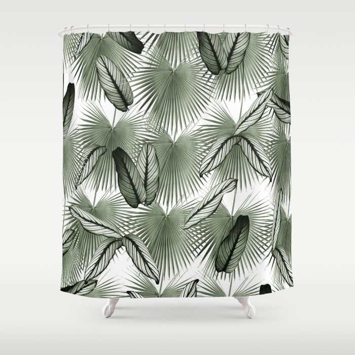 Calathea Fan Palm Leaves Jungle #4 #tropical #decor #art #society6 Shower Curtain