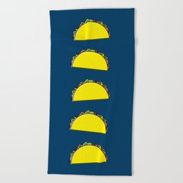 omg tacos! on navy Beach Towel