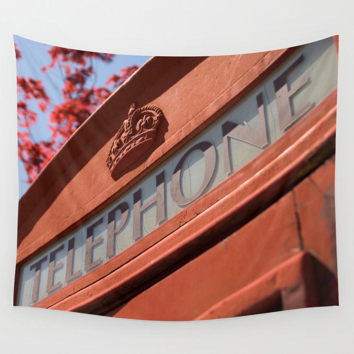 Great Britain Photography - Phonebooth Seen From Close-up Wall Tapestry