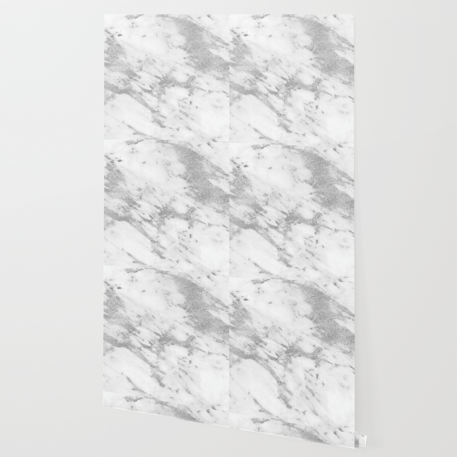 Marble Silver And White Marble Pattern Wallpaper By Naturemagick Society6