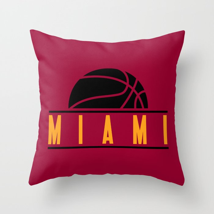 Miami basketball modern logo red Throw Pillow