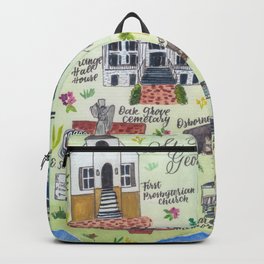 "Downtown St. Marys, GA" Watercolor Map Backpack