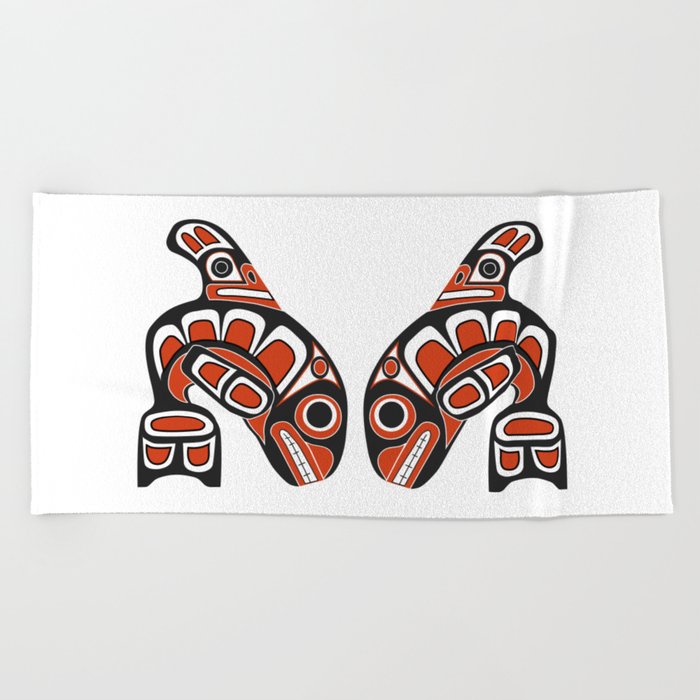 Orca Whale Haida Style Art - Native American Totem Tribal Beach Towel
