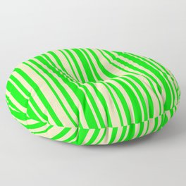 [ Thumbnail: Lime & Tan Colored Lines/Stripes Pattern Floor Pillow ]