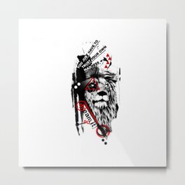 Lion’s dreams   Metal Print | Eliacostatattoo, Graphicdesign, Trashpolka, Digital, Stencil, Coraggio, Doit, Dreamit, Trash, Power 