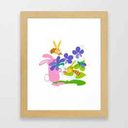 Tiny Bunny with Violets Framed Art Print