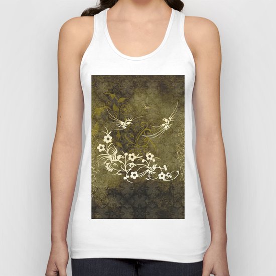Fantasy birds with flowers Unisex Tank Top