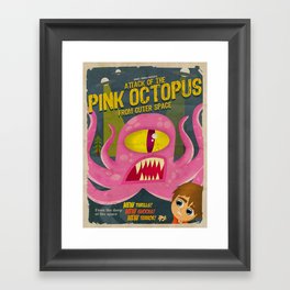 Pink octopus from outer space Framed Art Print