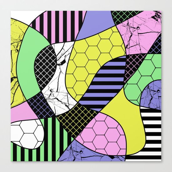 Pastel Collage - Multi patterned, abstract, pastel themed geometric art Canvas Print