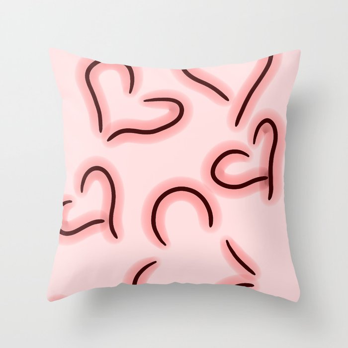 Cute Hearts Red Throw Pillow