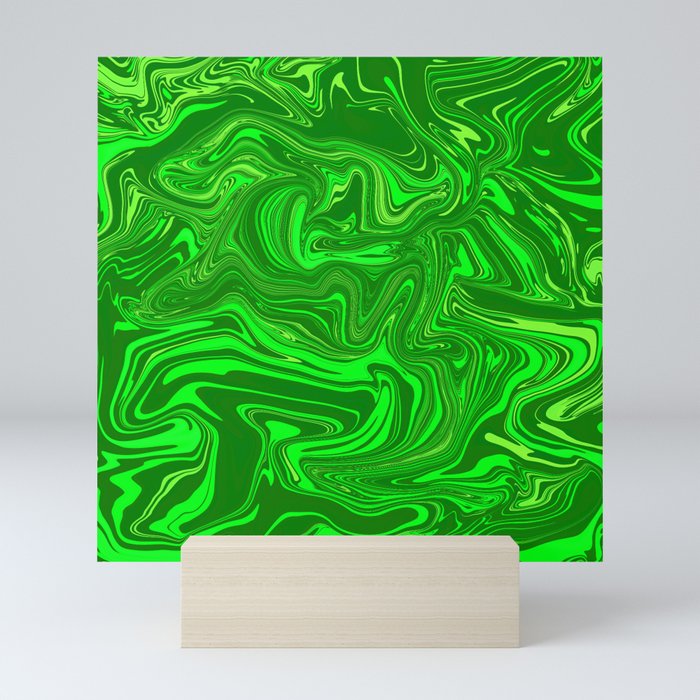 Different Shades of Green Digital Fluid Art Mini Art Print