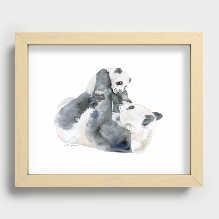 Mother and Baby Panda Bears Recessed Framed Print
