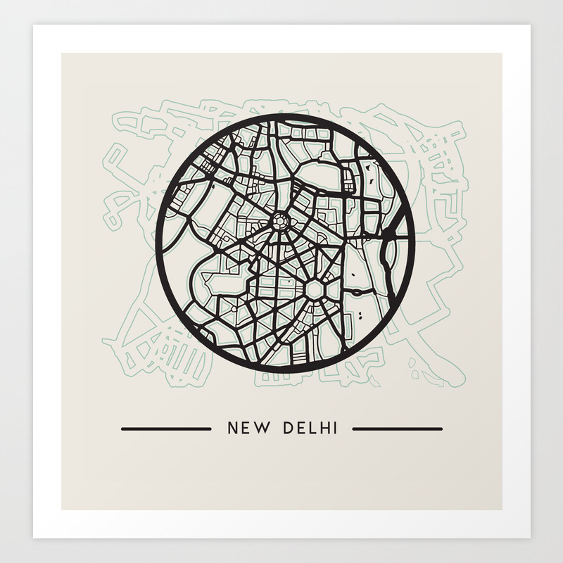 New Delhi Abstract City Map Art Print By Designpraxis Society6