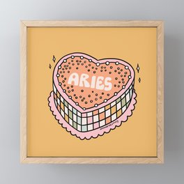 Aries Heart Cake Framed Mini Art Print