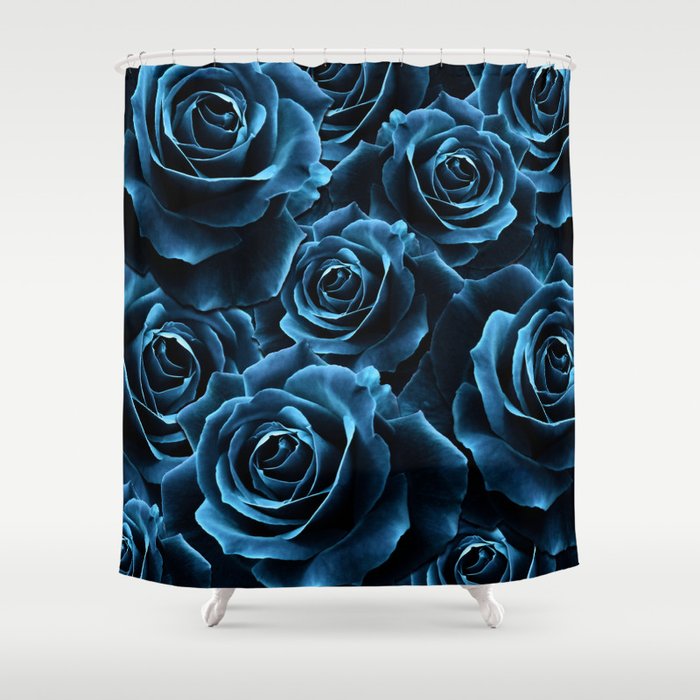 Velvet Roses - Blue Shower Curtain