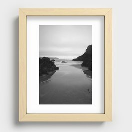 Kynance Cove in Black and White Recessed Framed Print