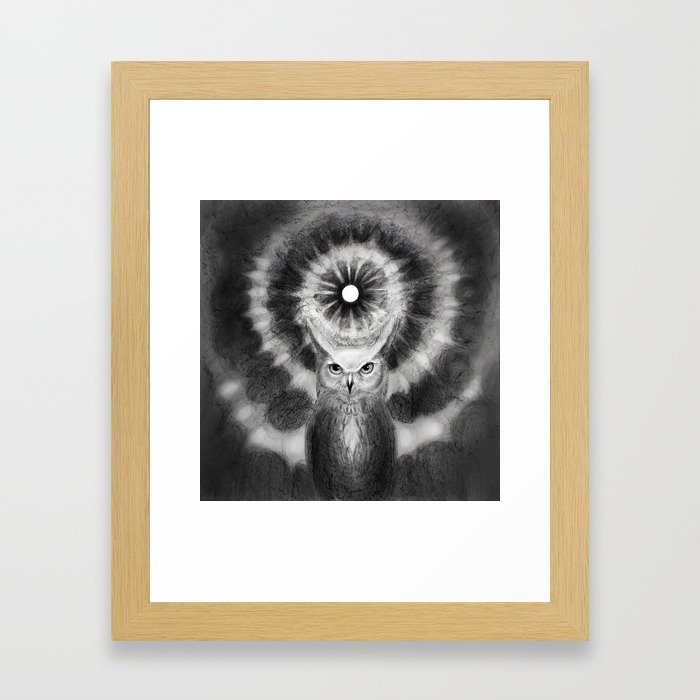 Owl in front of abyss of knowledge  Framed Art Print