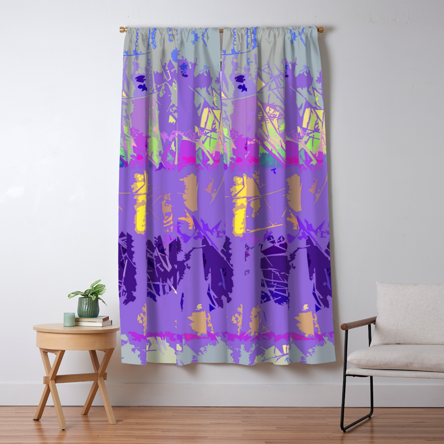Abstract Forest Trees In Lavender And Lilac Blackout Curtain By