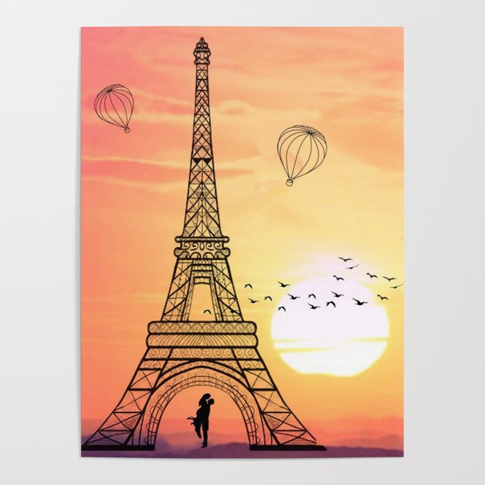 Sunset Eiffel Tower Poster