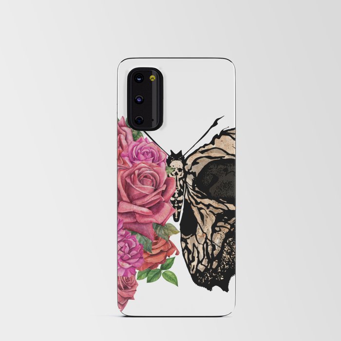 Butterfly moth half wings roses art Android Card Case