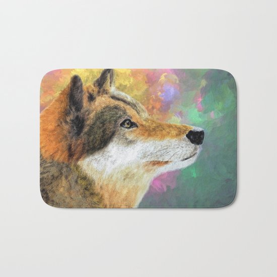 Abstract Wolf Painting Bath Mat
