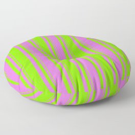 [ Thumbnail: Orchid and Chartreuse Colored Stripes Pattern Floor Pillow ]