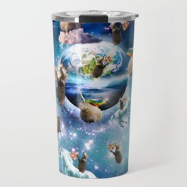 Space Capybara Galaxy Capybaras With Pizza Unicorn Travel Mug