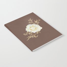 Romantic Vintage Golden Rose on Red Botanical Floral Motif Notebook