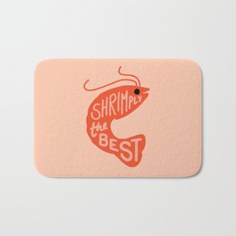 Shrimply the Best Bath Mat | Shrimp, Puns, Food, Word, Cute, Animal, Pink, Vector, Curated, Typography 