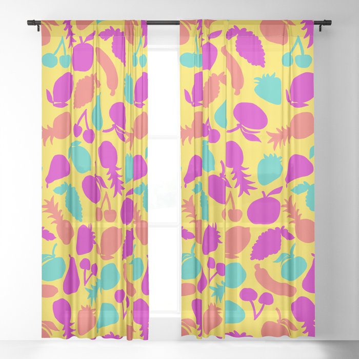 Fruit Salad Multi Colored Sheer Curtain By Nickip Society6