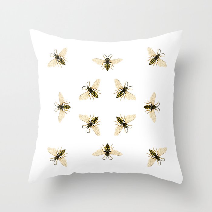 Wood Wasp Throw Pillow