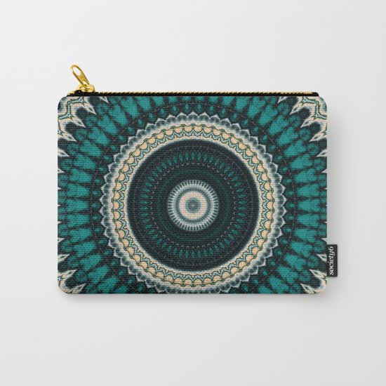 Mandala Fractal in Teal Study 01 Carry-All Pouch