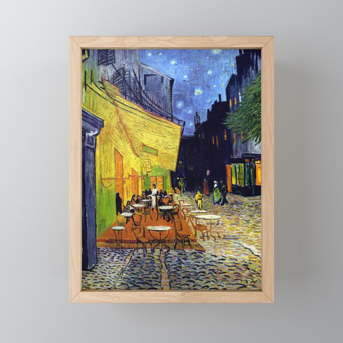 Vincent Willem van Gogh - Cafe Terrace at Night Framed Mini Art Print